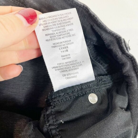 Free People Shark Bite Skinny Jeans Womens 29 Black Mid Rise Distressed Denim - Picture 7 of 10